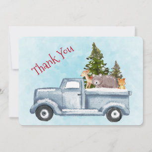 Christmas Truck with Cute Animals Thank You Card