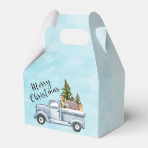 Christmas Truck with Pine Trees & Forest Animals Favour Box