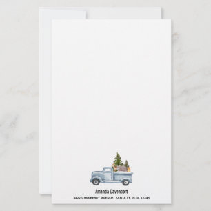 Christmas Truck with Pine Trees & Forest Animals Stationery