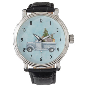 Christmas Truck with Pine Trees & Forest Animals Watch