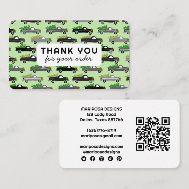 Christmas Trucks Customer Order Thank You QR Code Business Card (Front/Back)