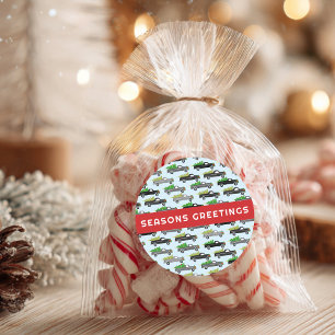 Christmas Trucks Cute CUSTOM Holiday Seasonal  Classic Round Sticker