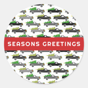 Christmas Trucks Cute CUSTOM Holiday Seasonal  Classic Round Sticker