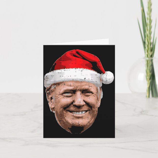 Christmas Trump Face Santa Funny Xmas Meme Men Wom Card (Front)