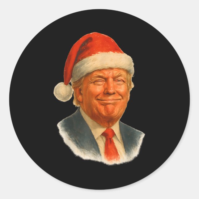 Christmas Trump Face Santa Funny Xmas Meme Men Wom Classic Round Sticker (Front)