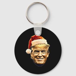 Christmas Trump Face Santa Funny Xmas Meme Men Wom Key Ring