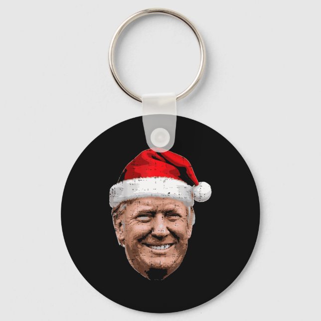Christmas Trump Face Santa Funny Xmas Meme Men Wom Key Ring (Front)