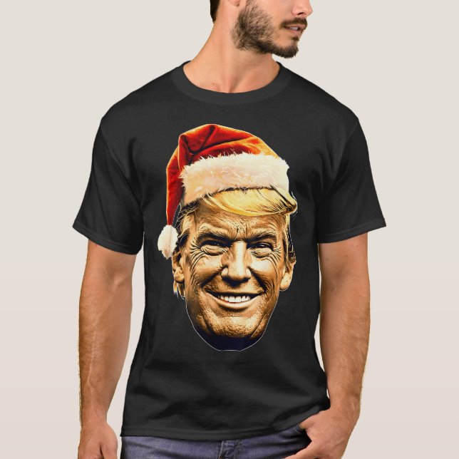 Christmas Trump Face Santa Funny Xmas Meme Men Wom T-Shirt (Front)