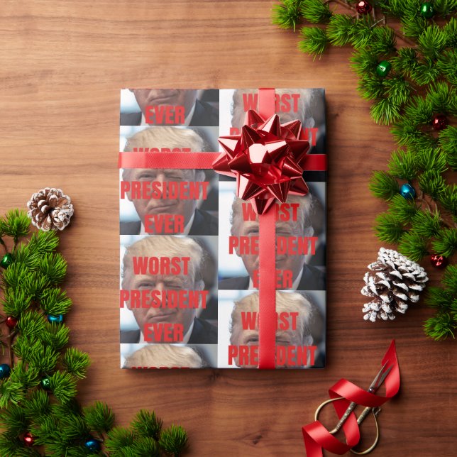 Christmas Trump Worst Present Ever Political Gift  Wrapping Paper (Holiday Gift)