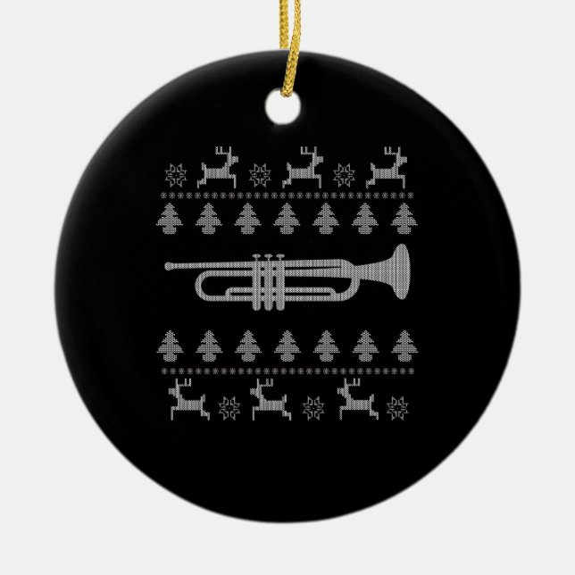 Christmas Trumpet Gift Ceramic Tree Decoration (Front)