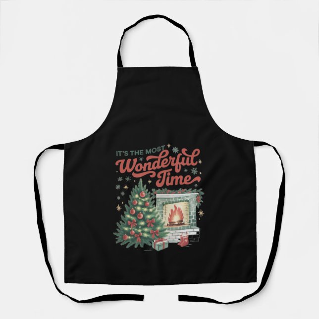 Christmas t's The Most Wonderful Time Vintage  Apron (Front)