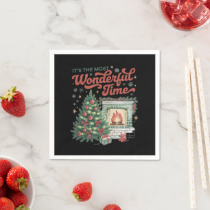 Christmas t's The Most Wonderful Time Vintage Napkin