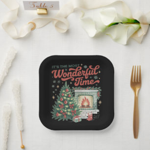 Christmas t's The Most Wonderful Time Vintage  Paper Plate