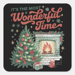 Christmas t's The Most Wonderful Time Vintage Square Sticker
