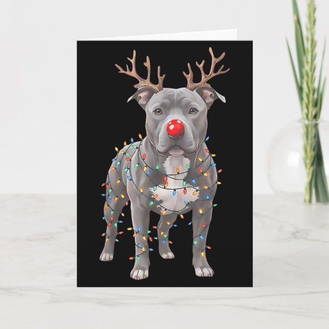 Christmas Ttie Xmas Dog Reindeer Nose Dog Lover Do Card (Front)
