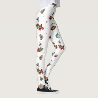 Christmas Tufted Titmouse Winter Pattern Leggings