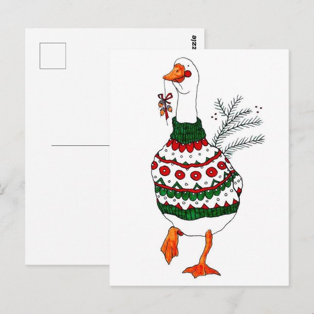Christmas Turkey in a Sweater Postcard (Front/Back)