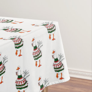 Christmas Turkey in a Sweater Tablecloth