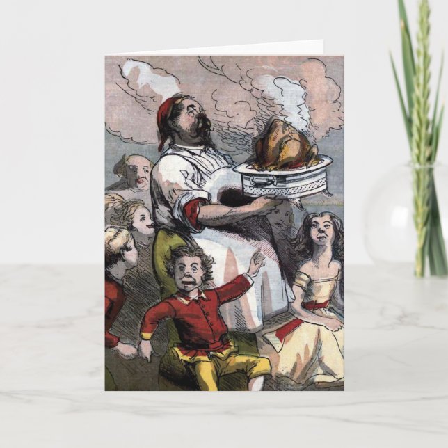 "Christmas Turkey" Vintage Illustration Holiday Card (Front)