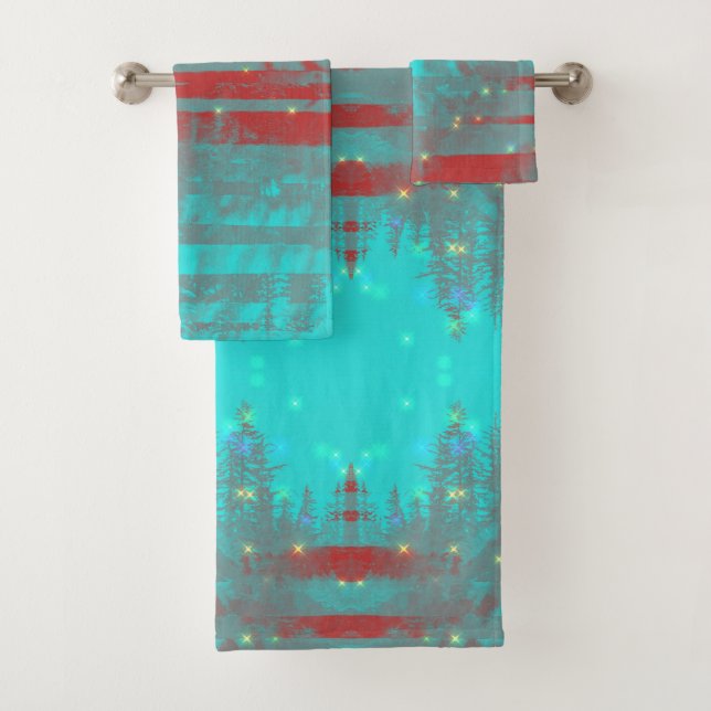 Christmas Turquoise and Red Towel Set (Insitu)
