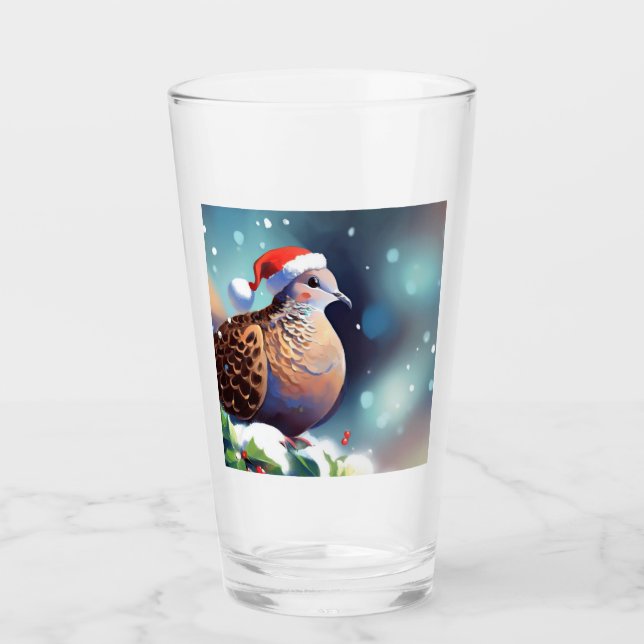 Christmas Turtle Dove 2 Glass (Front)