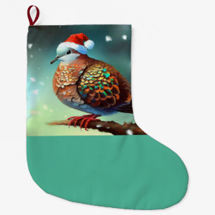 Christmas Turtle Dove 3 Large Christmas Stocking