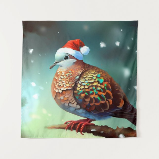 Christmas Turtle Dove 3 Tapestry (Front)