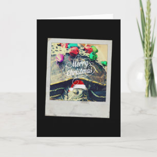 Christmas Turtle Faux Grunge Vintage Photography Holiday Card