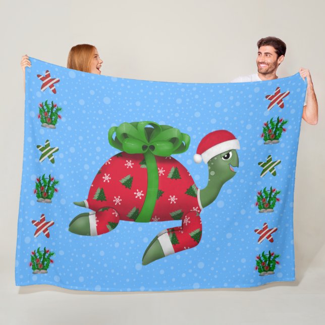 Christmas Turtle Fleece Blanket (In Situ)