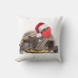Christmas Turtle in a Face Mask Cushion
