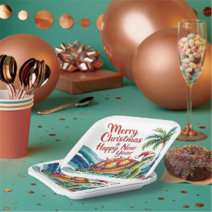 Christmas Turtle in Paradise  Paper Plate