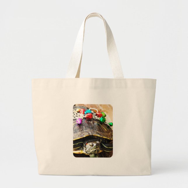 Christmas Turtle Large Tote Bag (Front)