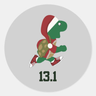 Christmas Turtle runner 13.1 Classic Round Sticker