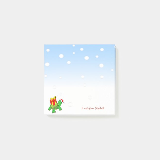 Christmas,Turtle Santa Hat,Present-Personalised Post-it Notes (Front)