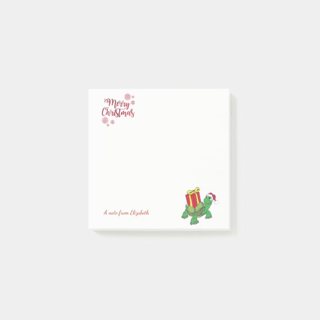 Christmas,Turtle ,Santa Hat,Present-Personalised Post-it Notes (Front)