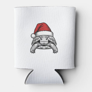 Christmas Turtle Santa Hat Vintage Engraving Desig Can Cooler