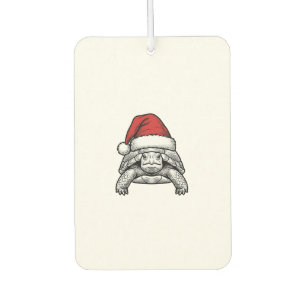 Christmas Turtle Santa Hat Vintage Engraving Desig Car Air Freshener