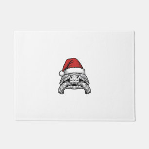 Christmas Turtle Santa Hat Vintage Engraving Desig Doormat