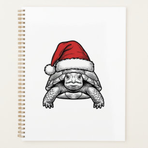 Christmas Turtle Santa Hat Vintage Engraving Desig Planner