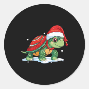 Christmas Turtle Santa Sea Turtle Beach Lover Ocea Classic Round Sticker