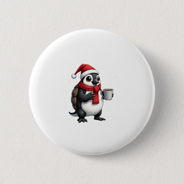 Christmas Turtle with Santa Hat Coffee Lover Funny 6 Cm Round Badge (Front)