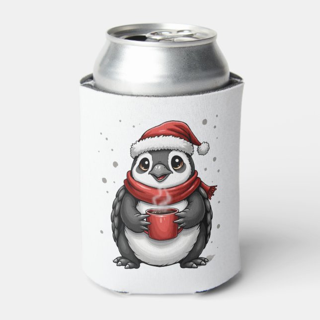 Christmas Turtle with Santa Hat Coffee Lover Funny Can Cooler (Can Front)