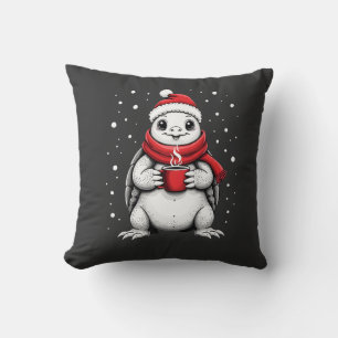 Christmas Turtle with Santa Hat Coffee Lover Funny Cushion
