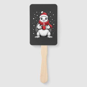 Christmas Turtle with Santa Hat Coffee Lover Funny Hand Fan