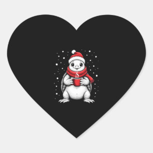 Christmas Turtle with Santa Hat Coffee Lover Funny Heart Sticker