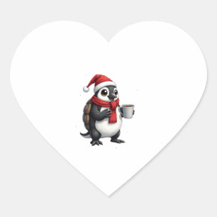 Christmas Turtle with Santa Hat Coffee Lover Funny Heart Sticker