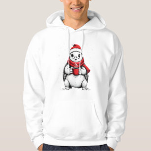 Christmas Turtle with Santa Hat Coffee Lover Funny Hoodie