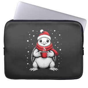 Christmas Turtle with Santa Hat Coffee Lover Funny Laptop Sleeve