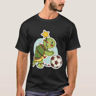 Christmas Turtle With Soccer Ball T Shirt