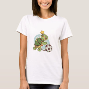 Christmas Turtle with Soccer Ball T-Shirt